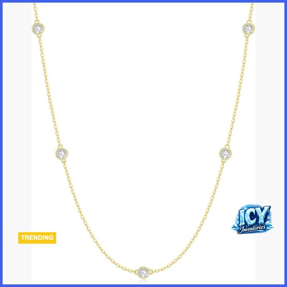 14K Solid Gold Diamond Necklace with Lab-Grown Diamonds